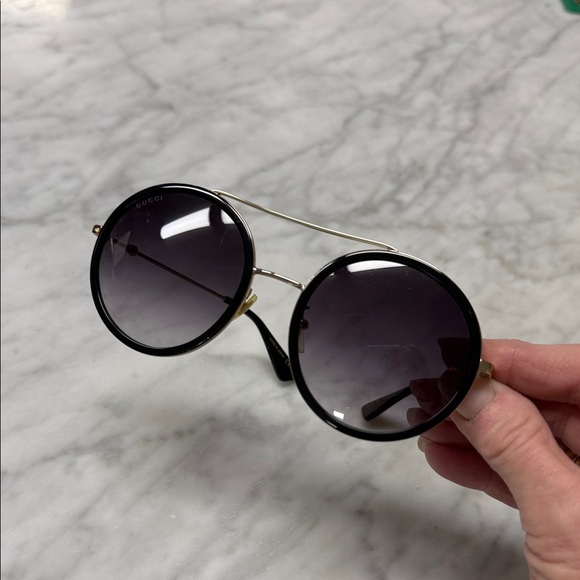 Gucci NEW! GG0061S Round Frame Black and Gold Sunglasses main image 4
